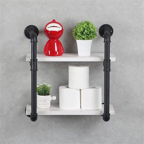 Buy Industrial Pipe Shelving Bathroom Shelves Wall Mounted,2-Tier ...