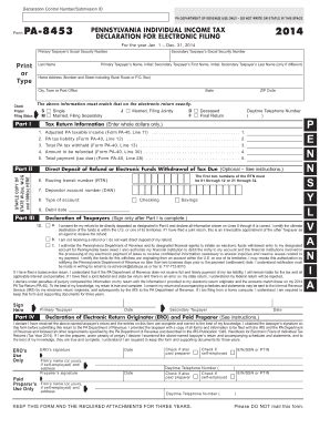 IRS Pennsylvania Form PA-8453 | pdfFiller