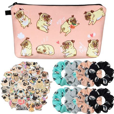 8 Pieces Pug Dog Hair Scrunchies with Funny Pug Dogs | Ubuy India