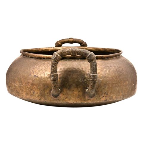 Large Handcrafted Flat Base Heavy Bottomed Pot With Decorative Handles