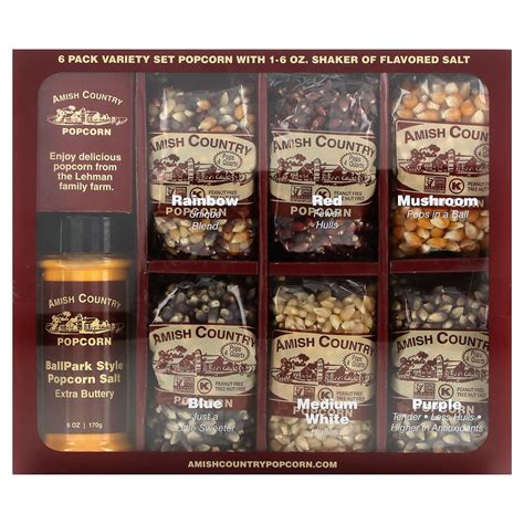 Amish Country Popcorn, Variety Set Popcorn with Shaker of Flavored Salt ...