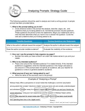 Fillable Online Analyzing Prompts: Strategy Guide Fax Email Print ...
