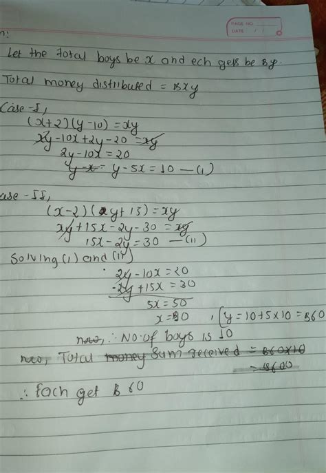 A sum of money was equally distributed among some boys equal had there ...