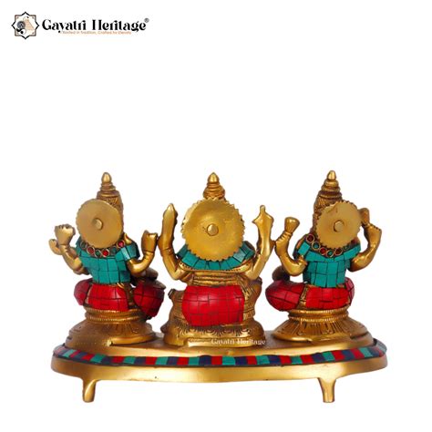Brass Ganesh Laxmi Saraswati Idols – Divine Blessings on Base | Gayatr ...