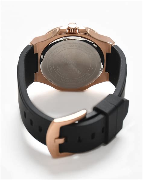 RODERICO GIULIANI ANALOG BLACK DIAL ROSE GOLD CASE BLACK SILICONE STRA