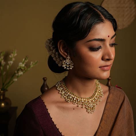 Buy Ekana Necklace 92.5 Silver Gold-Plated | Moissanite Polki & Pearls