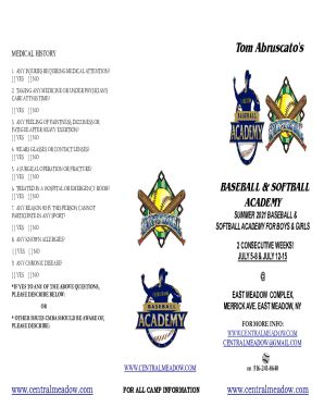 Fillable Online Summer 2021 Baseball & Softball Academy Registration ...