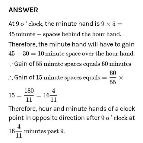 At what time between 8 & 9 o'clock the hands of a clock are at opposite ...