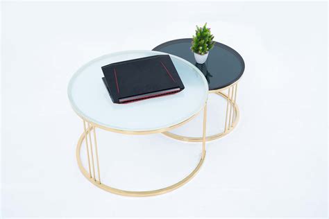 Dream Arts Round Coffee Table Set of 2, Modern Side Tables – AMALFI MART