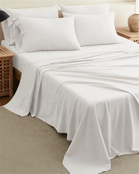 Amazon.com: Linen Sheets Queen 6pcs - Linen & Cotton Blend Sheets ...