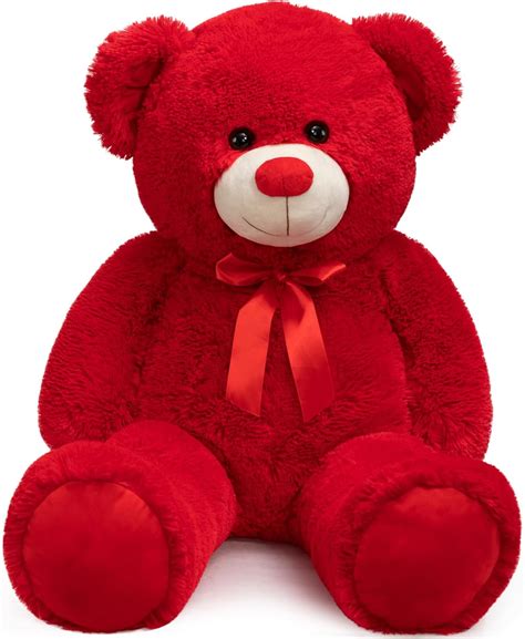 Big Teddy Bear Stuffed Animal Giant Teddy Bear Plush with Red Ribbon ...