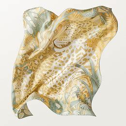 CROS000261 - 90 Scarf, Panther in the Jungle - Sage green & mimosa ...