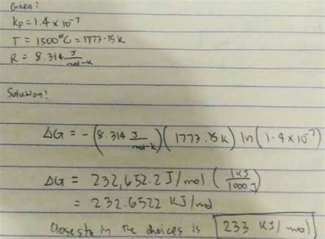 Calculate delta g for nh4cl at 310 kelvin n2 +h2+cl2 givs nh4cl ...