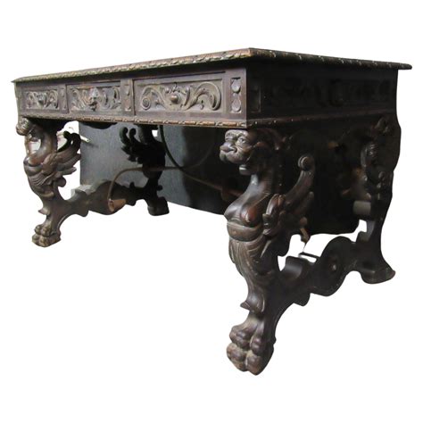 Antique Spanish Renaissance Claw Foot Desk For Sale at 1stDibs