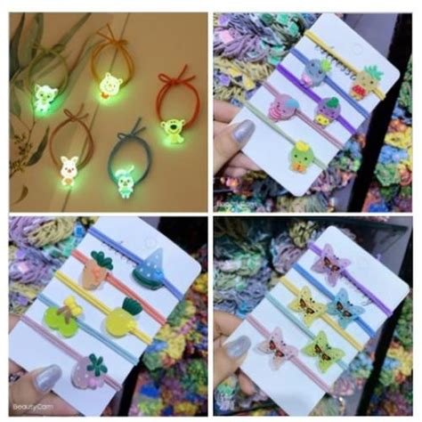 Jual Karet Ikat Rambut GLOW IN THE DARK Kartun Ponytail Elastis Gaya ...