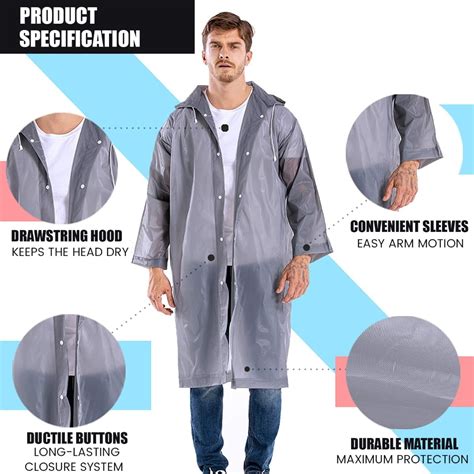 Allextreme EVA Waterproof Rain Coat Hooded Outdoor Water Resistant ...