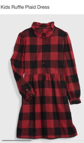 NWT Baby Gap Girls Dress shirtdress buffalo red black plaid Christmas 2 ...
