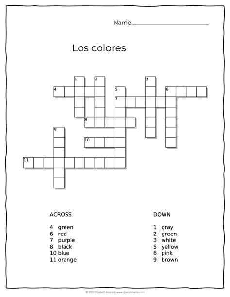 Image result for Spanish Color Words Worksheet