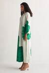 Buy Green Cotton Embroidery Round Neck Bloom Floral Print Long Kurta ...