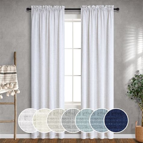 Amazon.com: Mrs.Naturall White Linen Curtains 36 Inch Wide for Bedroom ...