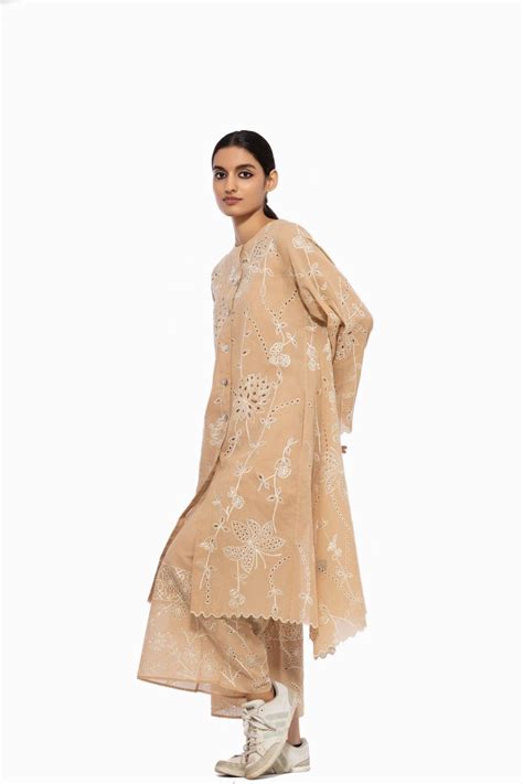 Buy - Shell cutwork embroidered handloom cotton tunic | Elan Store