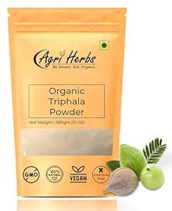 Agri Herbs Organic Triphala Powder 369gm (Pack of 1) | Helps Relieve ...