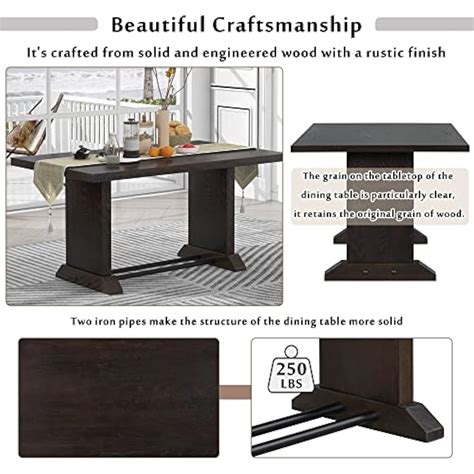 Merax 5-Piece Farmhouse Wooden Rectangular Dining | Ubuy India