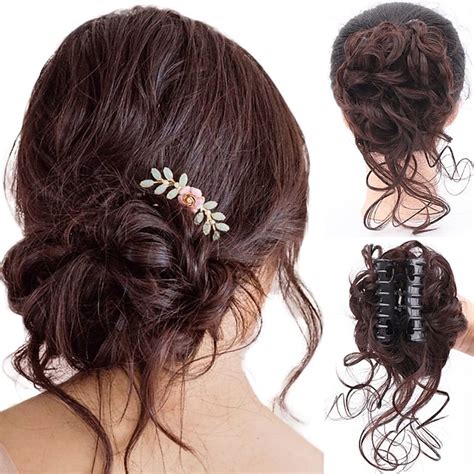 Messy Bun Curly Wavy Synthetic Hair Scrunchies Extension Hairpieces for ...