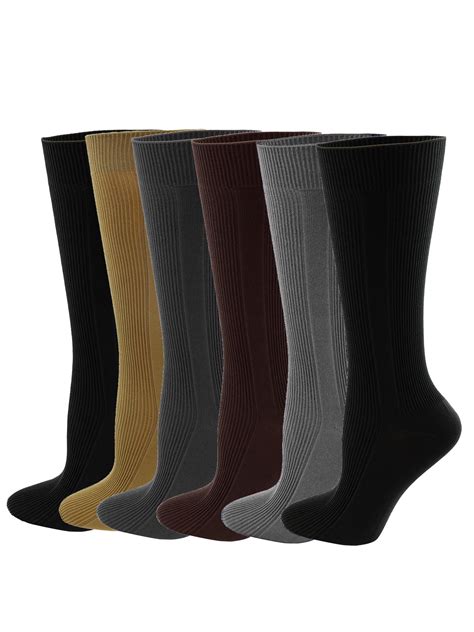 Mens 6 Pack Neutral Color Cool Comfort Lightweight Thin Dress Socks ...