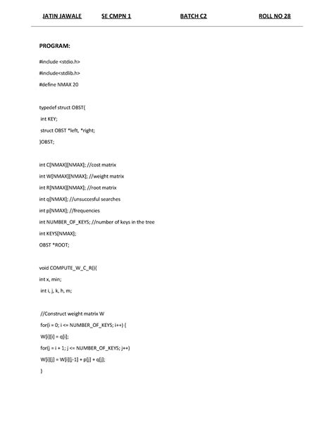 AoA Experiments - JATIN JAWALE SE CMPN 1 PROGRAM: NMAX 20 typedef ...