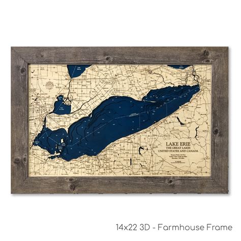 Lake Erie Dimensional Wood Carved Depth Contour Map | Etsy
