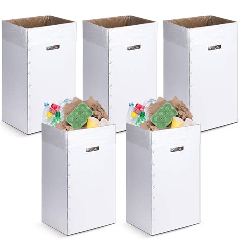 5 Pcs Cardboard Trash Cans Disposable and Reusable Corrugated Cardboard ...