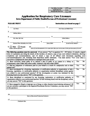 Fillable Online Application for a Respiratory Care License Fax Email ...