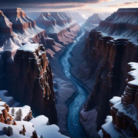 A frozen Grand Canyon - AI Generated Artwork - NightCafe Creator