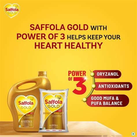 Saffola Gold Refined Cooking oil | Blend of Rice Bran & Sunflower oil ...