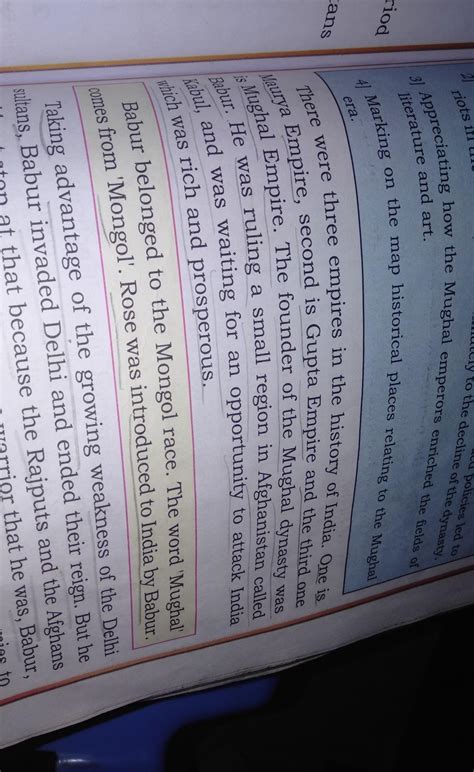 which things are included in the descriptions by Emperor Babur in his ...