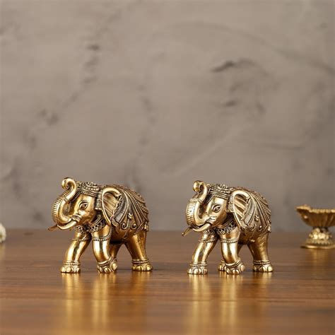 Buy Brass Superfine Elephant Miniature pair 3" - Budhshiv.com