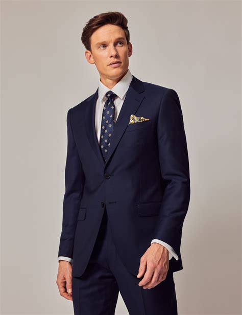 Men's Dark Blue Twill Slim Suit Jacket