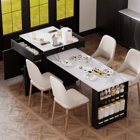 Harper & Bright Designs Kitchen Island with Extendable Dining Table for ...