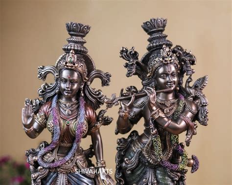Shivaji Arts Divine Radha Krishna Statue 37 Cm Bonded Bronze ...