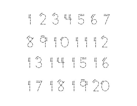 Trace Number 1-20 Worksheet | Learning Printable