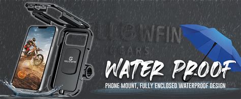 YELLOWFIN Fully Waterproof Handlebar Mobile Phone Mount Holder with 360 ...