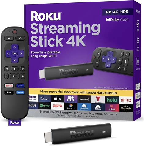 Roku Streaming Stick 4K | Portable Roku Streaming Device 4K/HDR/Dolby ...