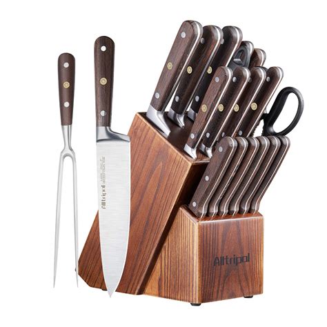 Buy Alltripal Knife Set, 18 Piece Kitchen Knife Set with Carving Fork ...