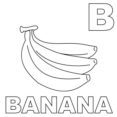 Banana coloring page, with a big B to introduce letter B to kids ...