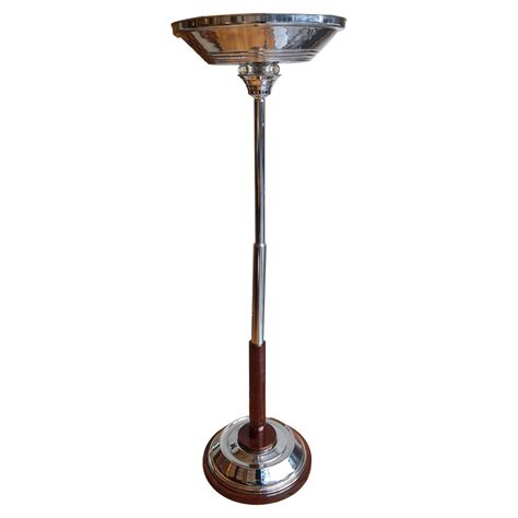 Floor Lamp Art Deco 1930, France, Materials: wood ,glass and chrome ...