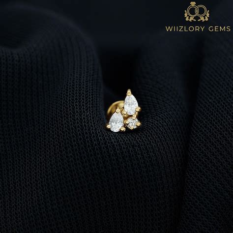 Buy Pear and Round Cut Lab Grown Diamond Cluster Helix Earrings, Women ...