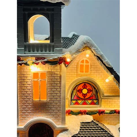 Carole Towne Church Lighted Musical Village scene in the Christmas ...