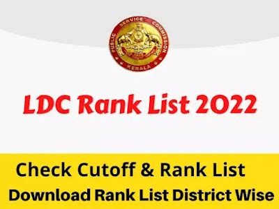 Kerala PSC LDC Rank List 2022 - PDF Download - Cutoff And Other Details ...