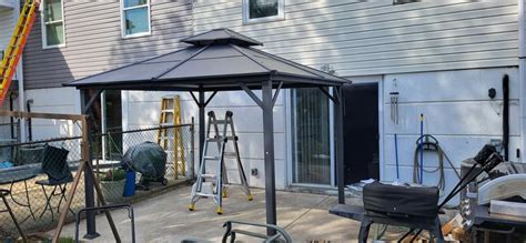 Style Selections 10-ft x 10-ft Dark gray frame and black fabric with ...